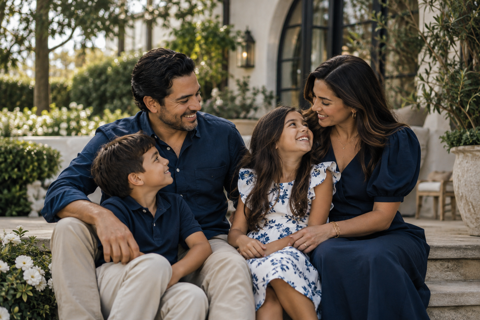 Parents enjoying time together with their two children